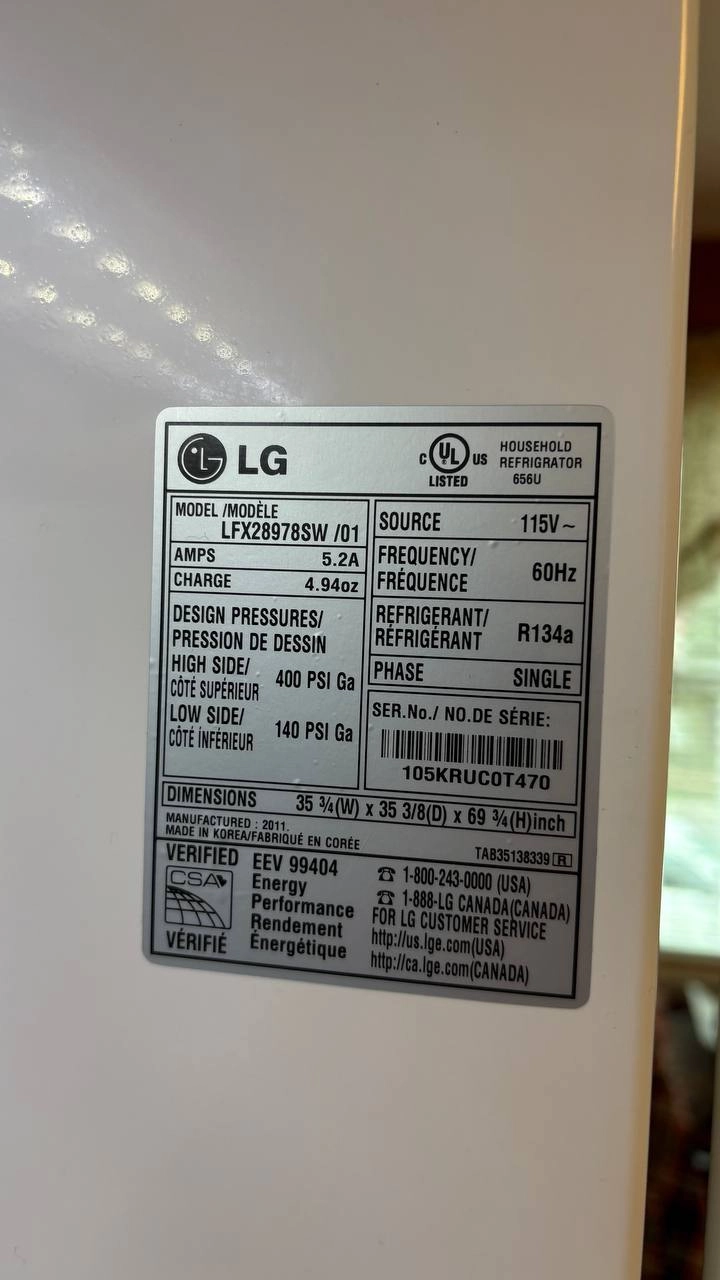 LG Model LFX28978SW validation and service